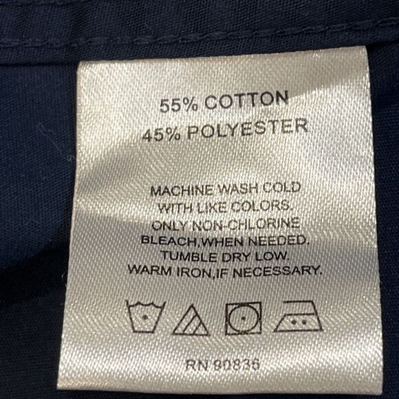 Pearly Vine Shirt Womens XL Navy Button Up 3/4 Sleeve Contrasting Trim Flip Cuff - Picture 7 of 8